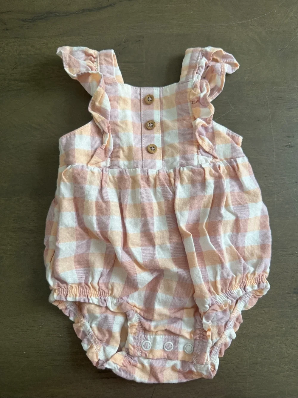 Carter's Baby Girl Pink/White Gingham Cotton Romper Sleeveless Ruffle Snap ЗM